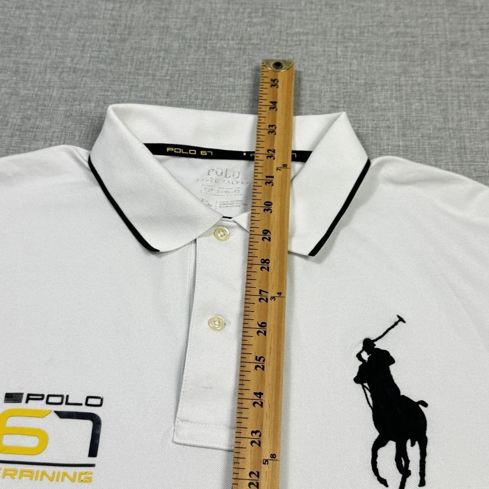 Polo Ralph Lauren Polo Shirt Mens Large White Short Sleeve Polo 67 Training Logo